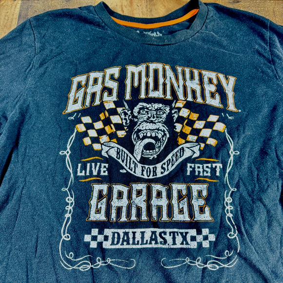 GAS MONKEY GARAGE Long Sleeve Mens 2XL Black T-Shirt Live Fast Dallas TX LOGO VG - Picture 1 of 9